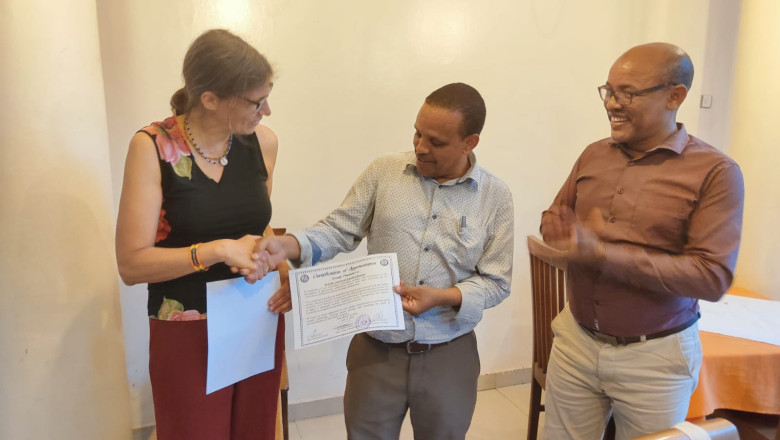 Doc. dr. Ana Sarah Lunaček Brumen z rektorjem in prorektorjem Univerze Arba Minch